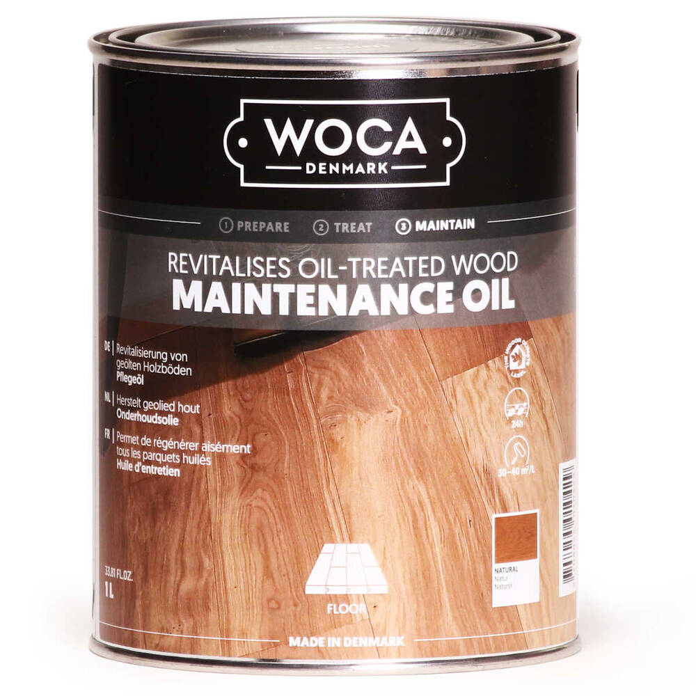 Woca, Maintenance Oil , Natur, 1,0ltr, Reicht für ca. 30-40 m2/l, (VE6)
