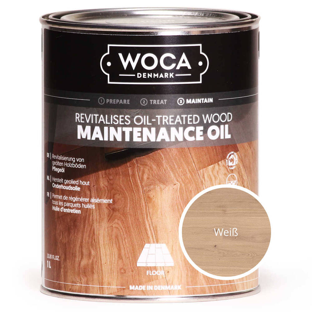 Woca, Maintenance Oil , Weiß, 1,0ltr, Reicht für ca. 30-40 m2/l, (VE6)