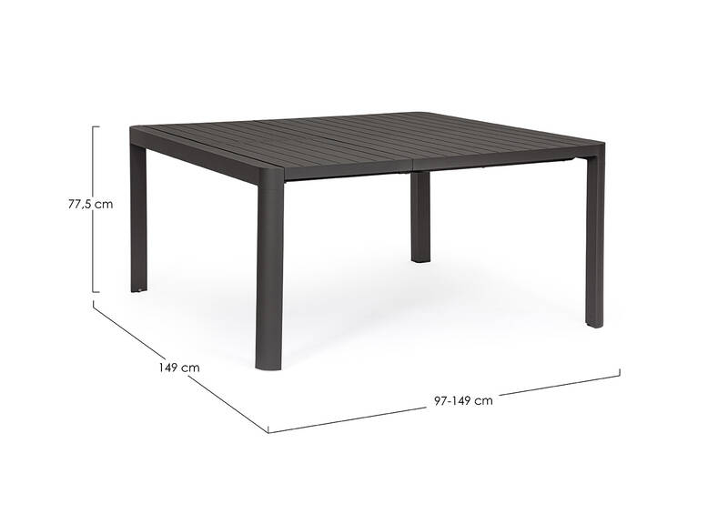 Esstisch TaVolo All. Kiplin anthrazit ausziehbar auf 149x149cm(150x97/150)Ausstellungstück